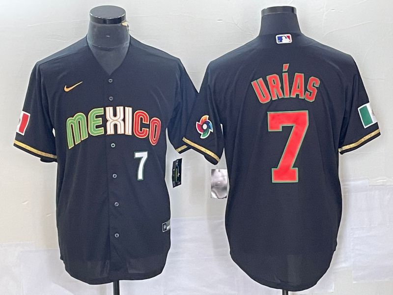 Men 2023 World Cub Mexico #7 Urias Black Nike MLB Jersey style 91841